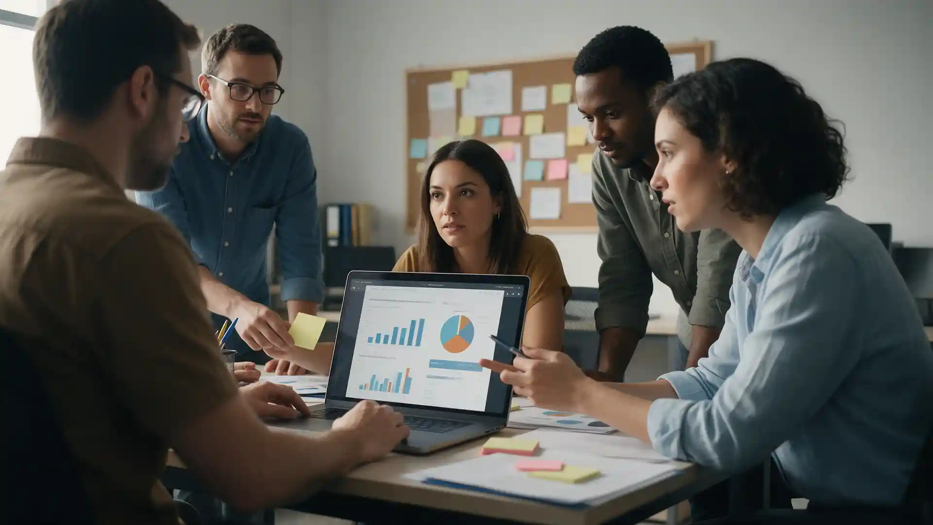 Benefícios do Marketing Digital Equipe analisando dashboards de métricas de campanhas em monitores